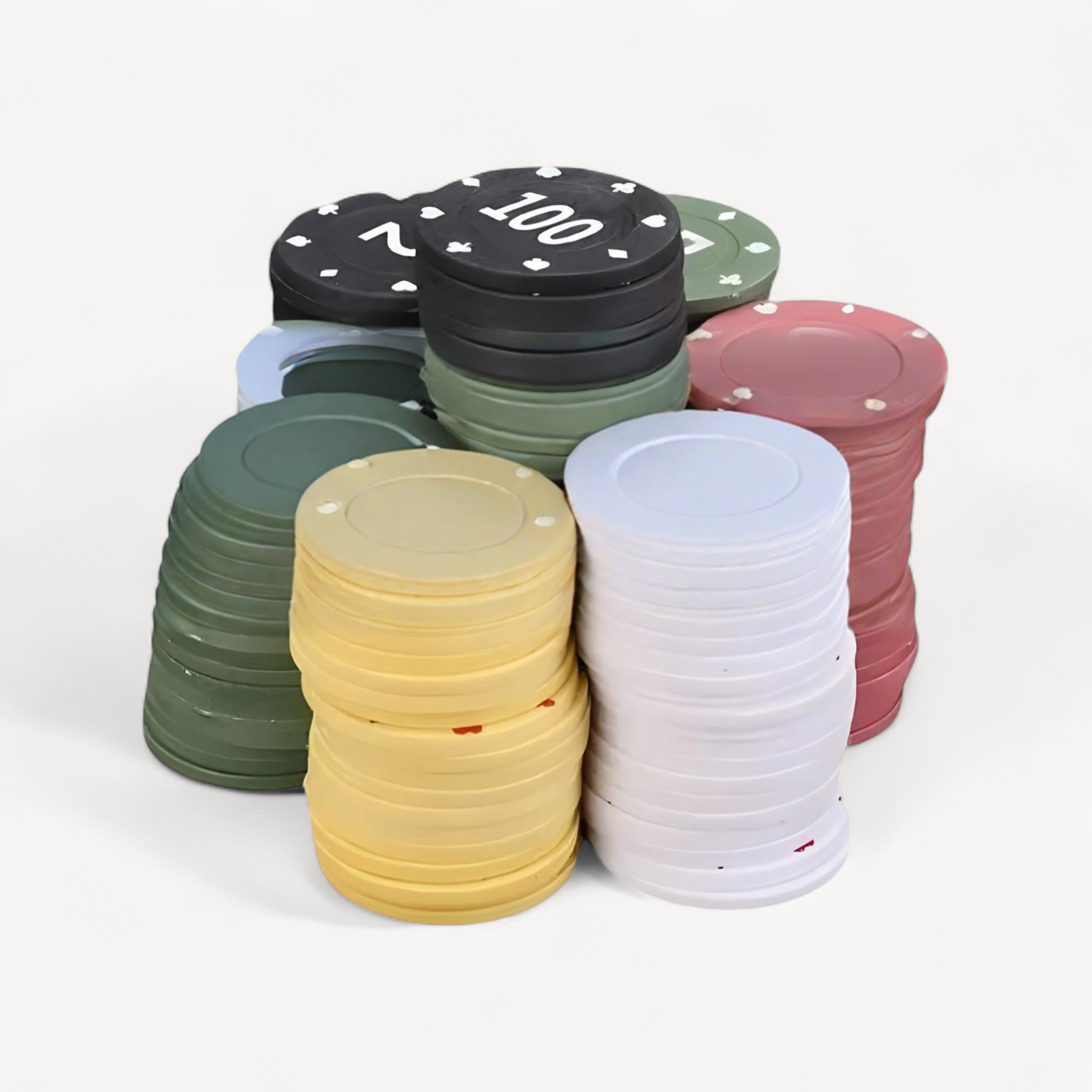 G7NF Pack of 100Pcs Game Wagering Mahjong Money Chip Set For Gambling Game Playings Counting and Other Recreations Game (mahjong scoring coins)