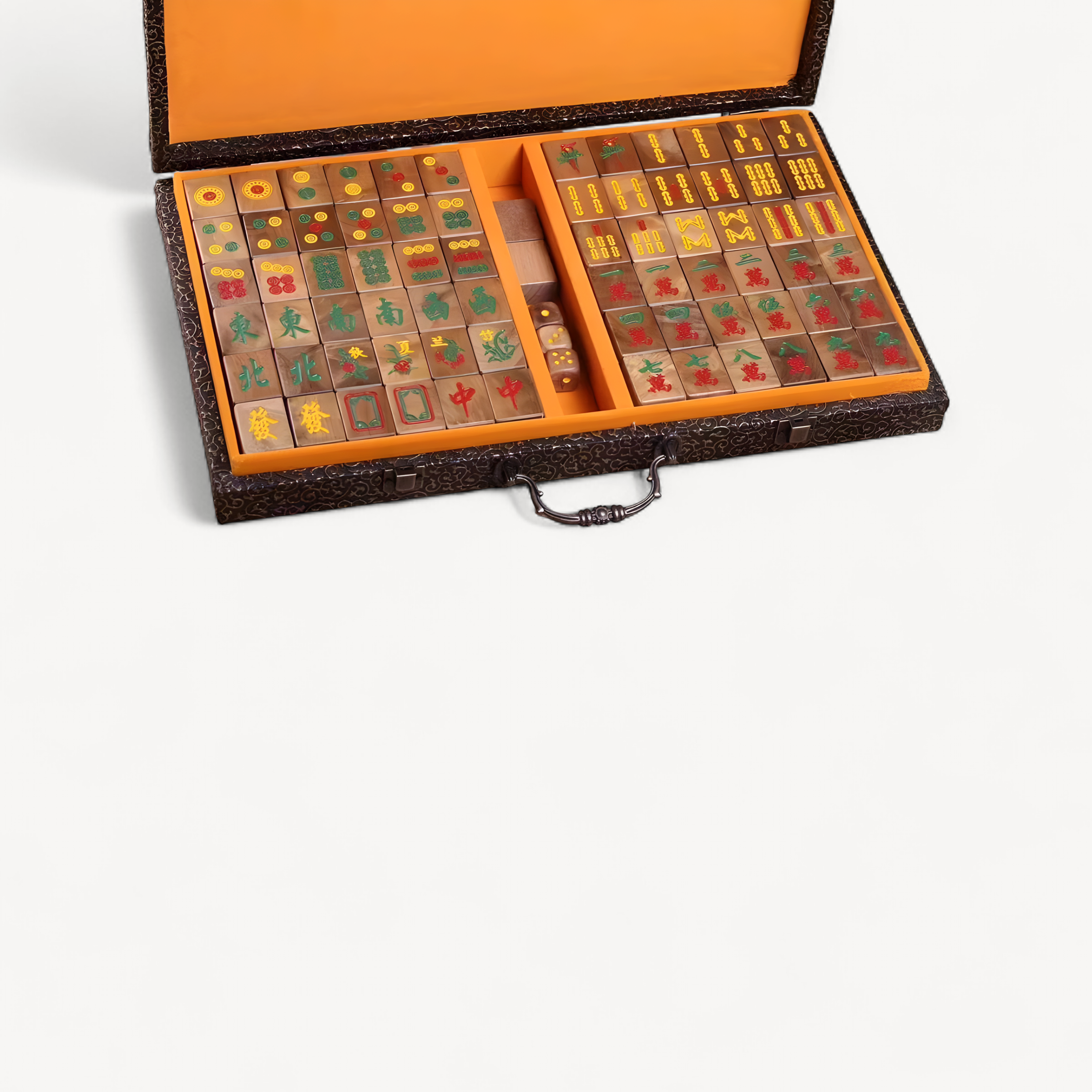 Golden Silk Nanmu Water Wave Pattern Redwood Household Mahjong Solid Wood Gift (redwood mahjong set)