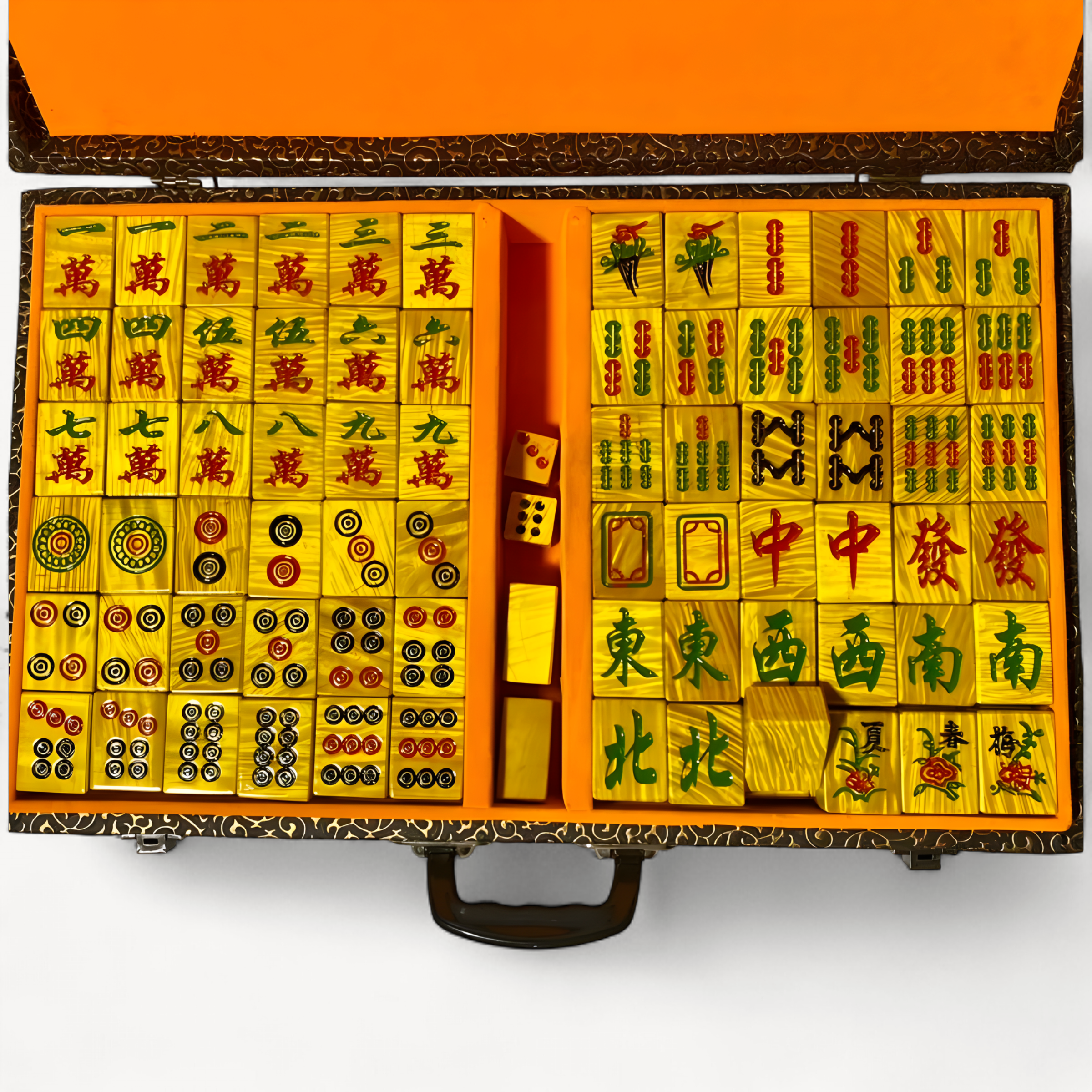 Golden Silk Nanmu Water Wave Pattern Redwood Household Mahjong Solid Wood Gift (redwood mahjong set)