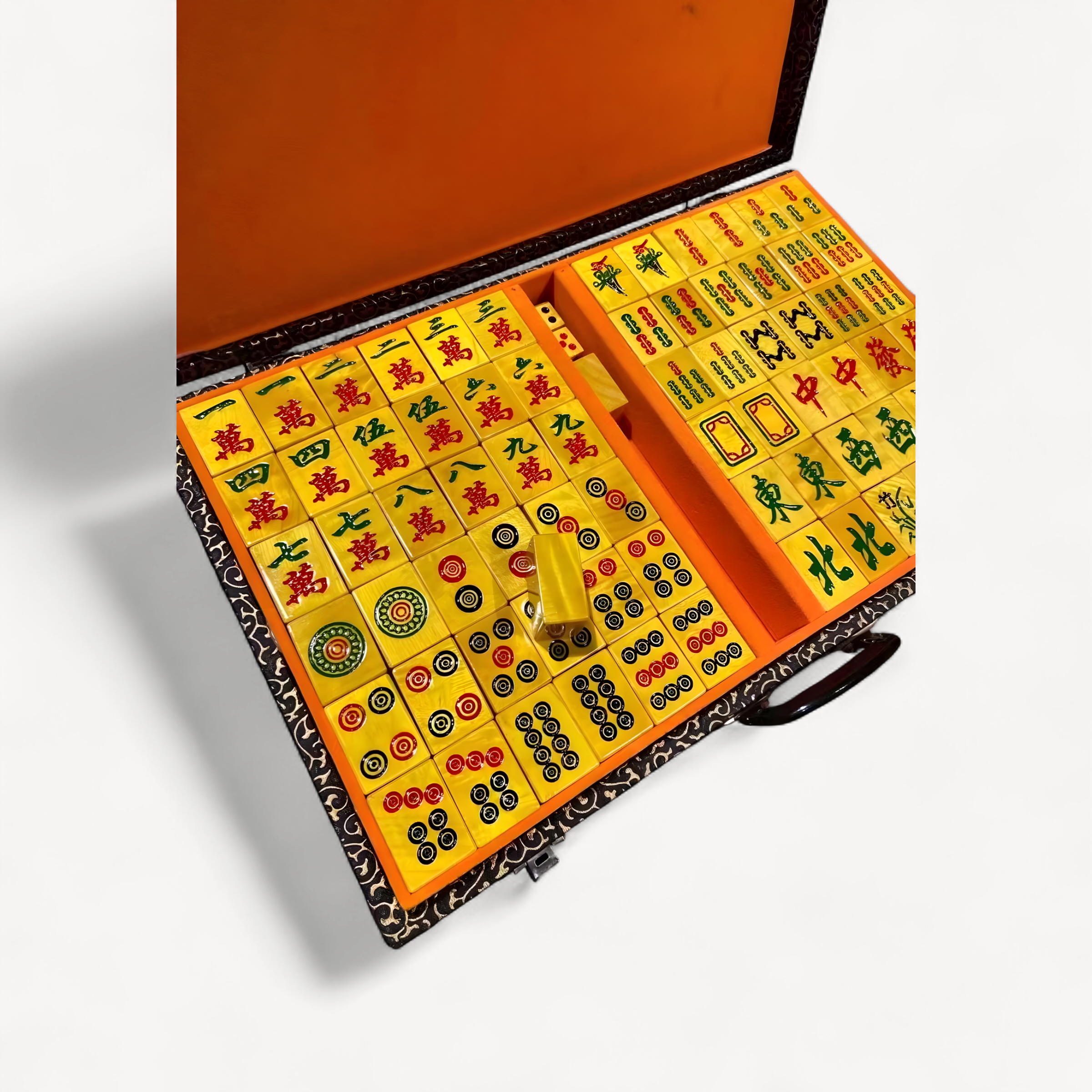 Golden Silk Nanmu Water Wave Pattern Redwood Household Mahjong Solid Wood Gift (redwood mahjong set)