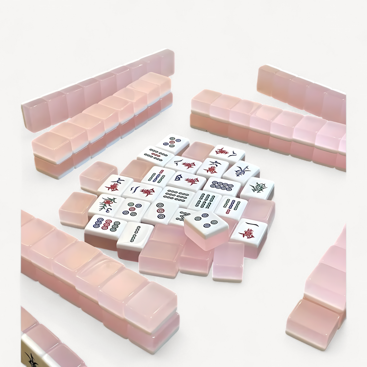 Jade Mahjong Tiles, Hand Rubbed, 144 Tiles | Vermillion