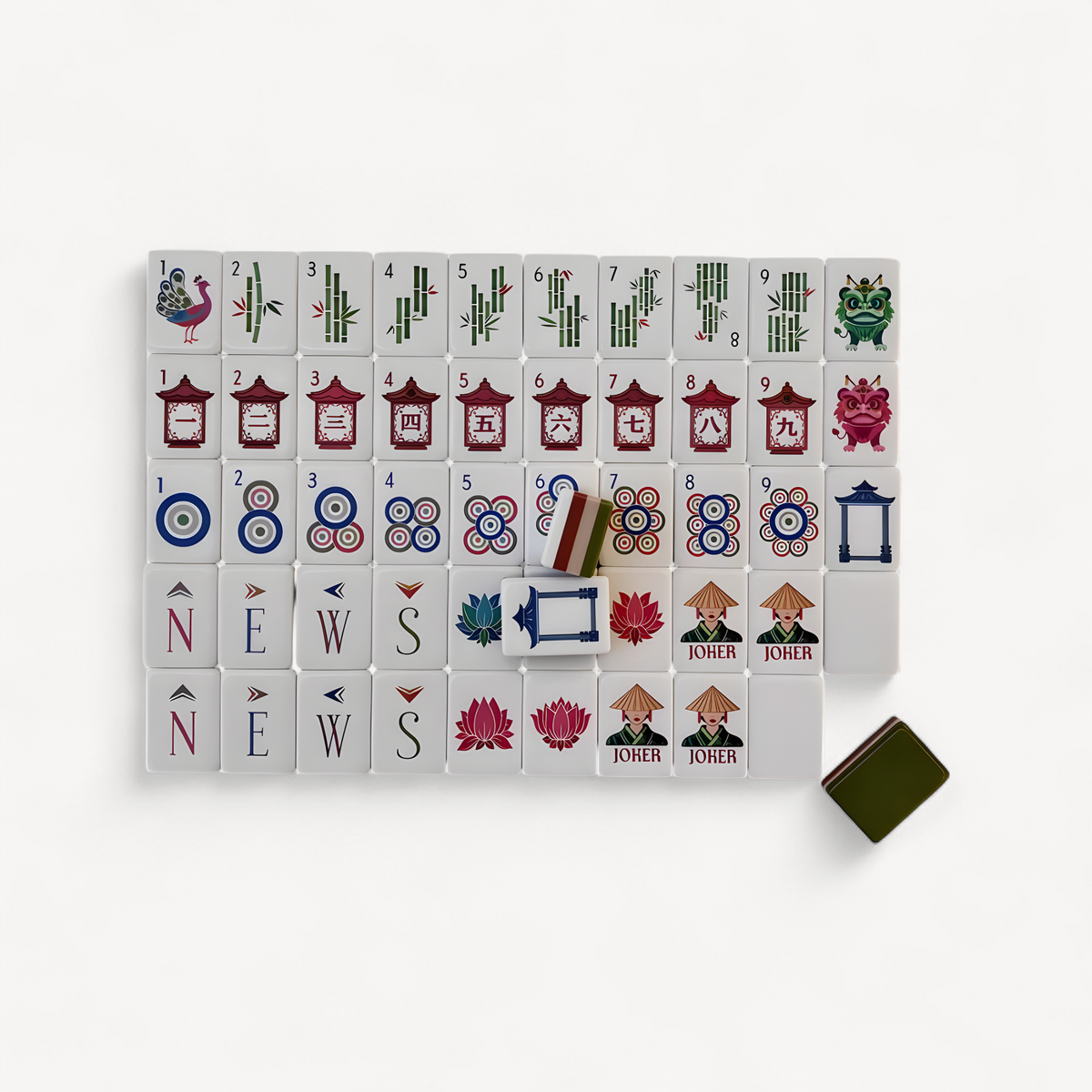 Engraved Mahjong Set, 160 Acrylic Tiles, 4 Layer | Buttercup