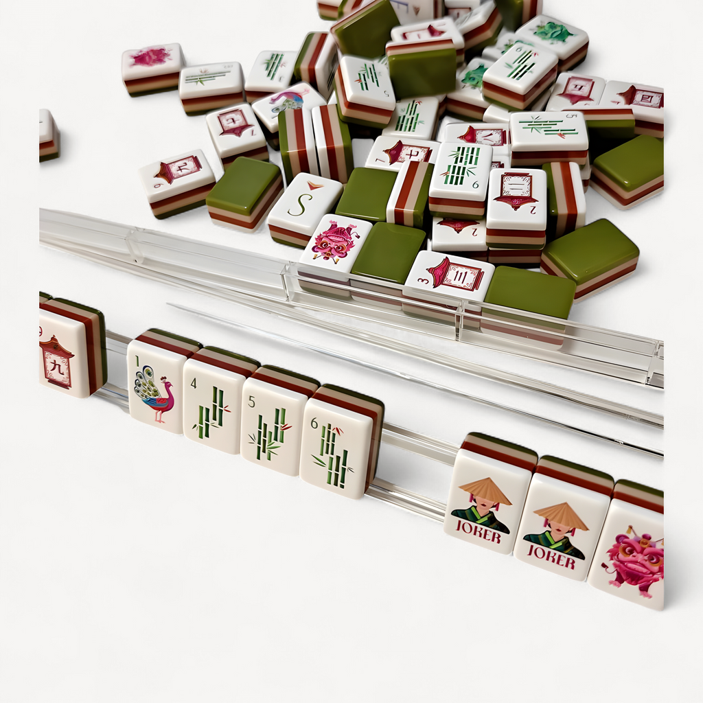 Hot New American Mahjong Set 160 Tiles 4 Layer Acrylic Engraved Luxury Mah Jongg 160 Cards Family Party Games Gift Mahjong Title (engraved mahjong set)
