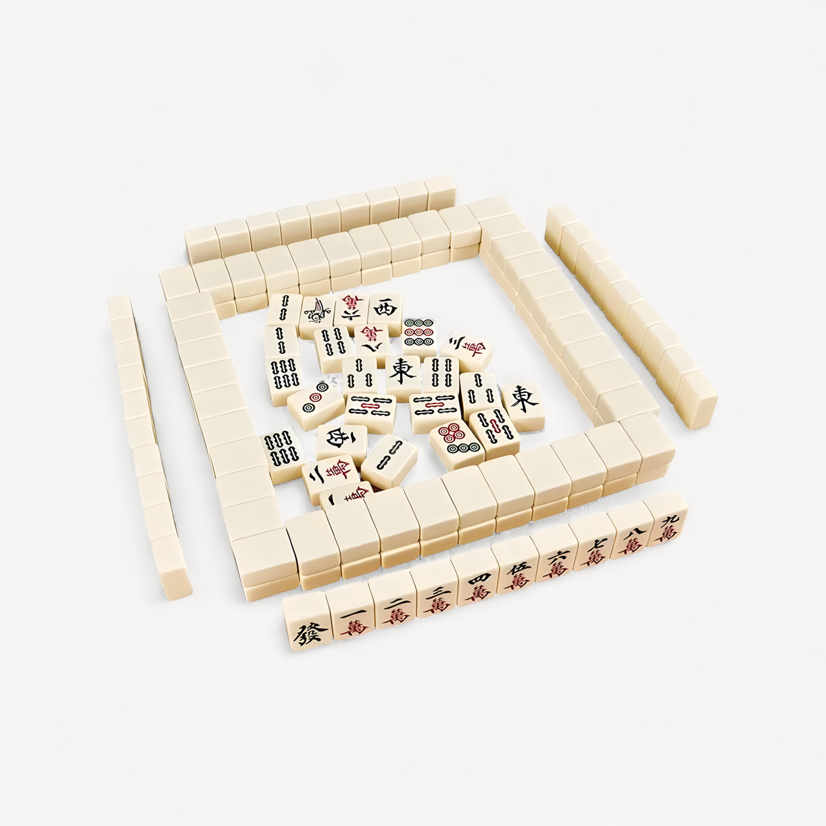 Hand Rubbed Mahjong Tiles, 42 mm, Household Size