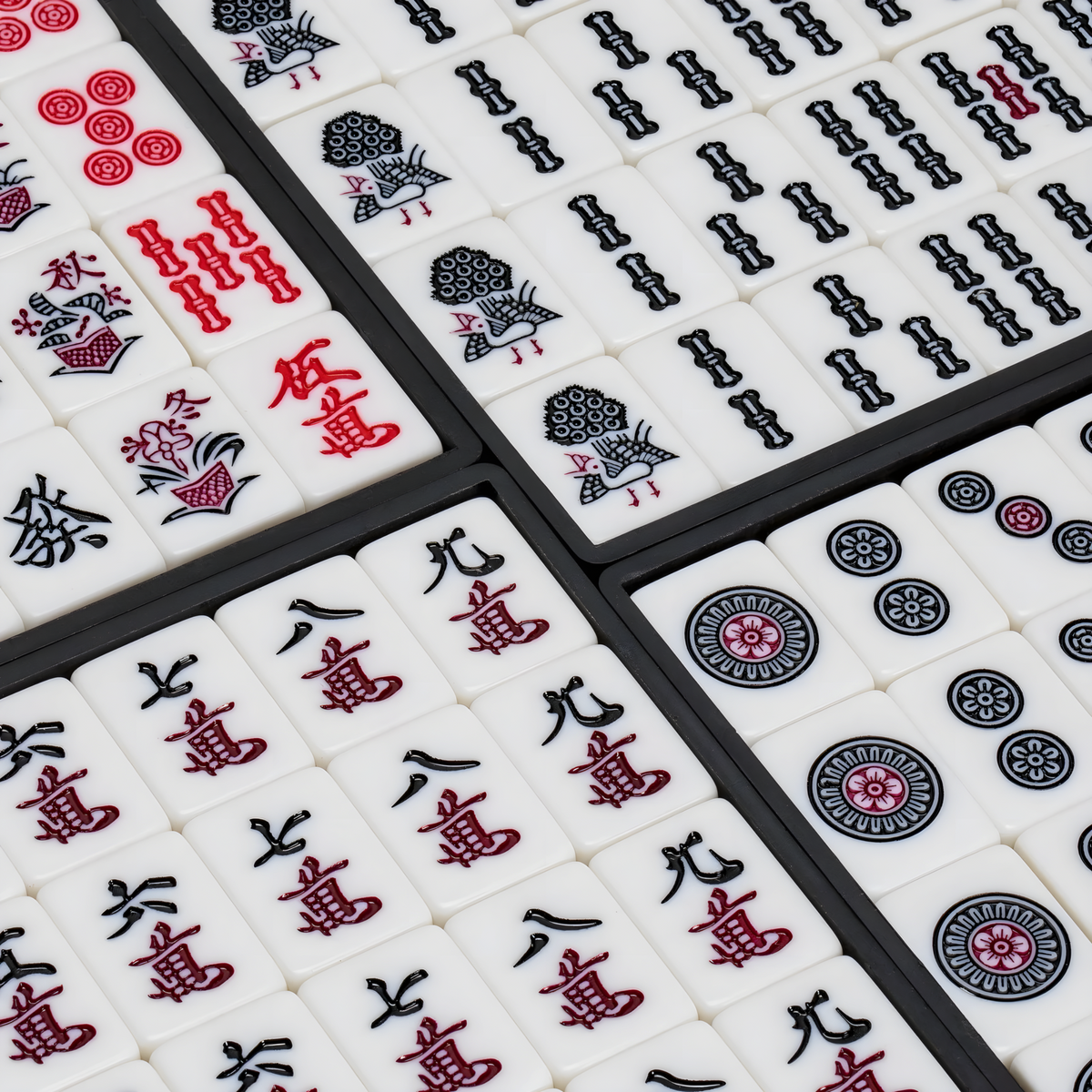 Japanese Riichi Mahjong Set with Standard Size Tiles and Black Vinyl Case (riichi mahjong set)