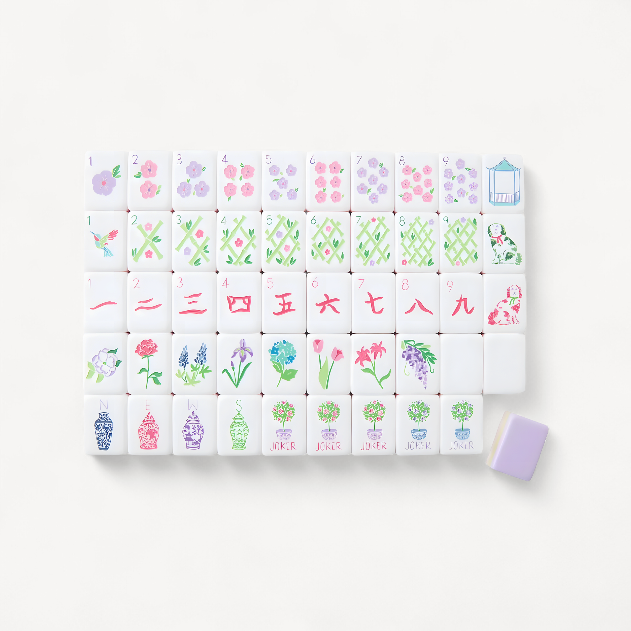 Light Purple Acrylic American Mahjong Set Luxury Crystal Tiles with Storage Bag for Home Gift (light purple mahjong set)