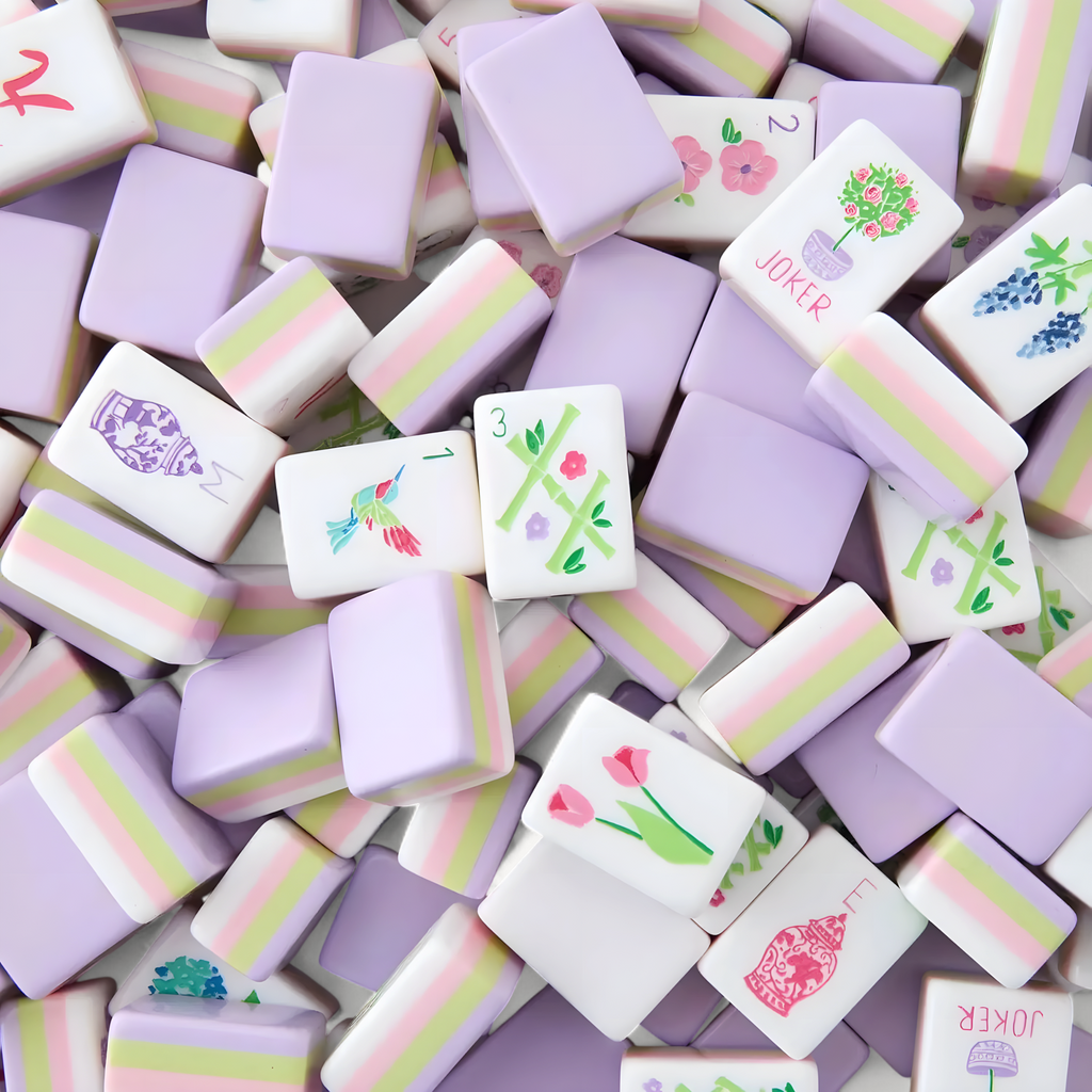 Light Purple Acrylic American Mahjong Set Luxury Crystal Tiles with Storage Bag for Home Gift (light purple mahjong set)