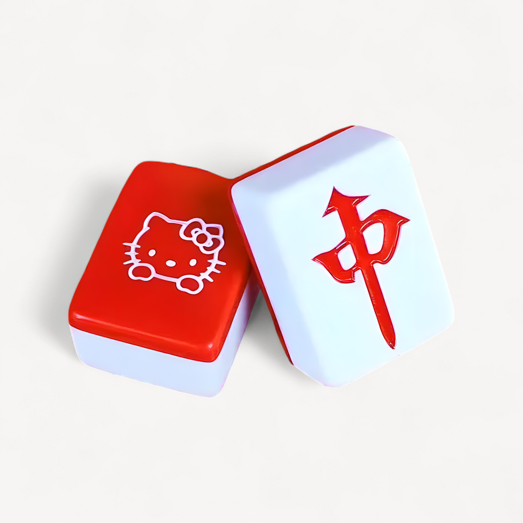 Living Room Decor Mahjong Block Home Entertainment Portable Sanrio Hello Kitty Mini Size 26mm Flawless Pink Red Mahjong Game Set (hello kitty mahjong blocks)