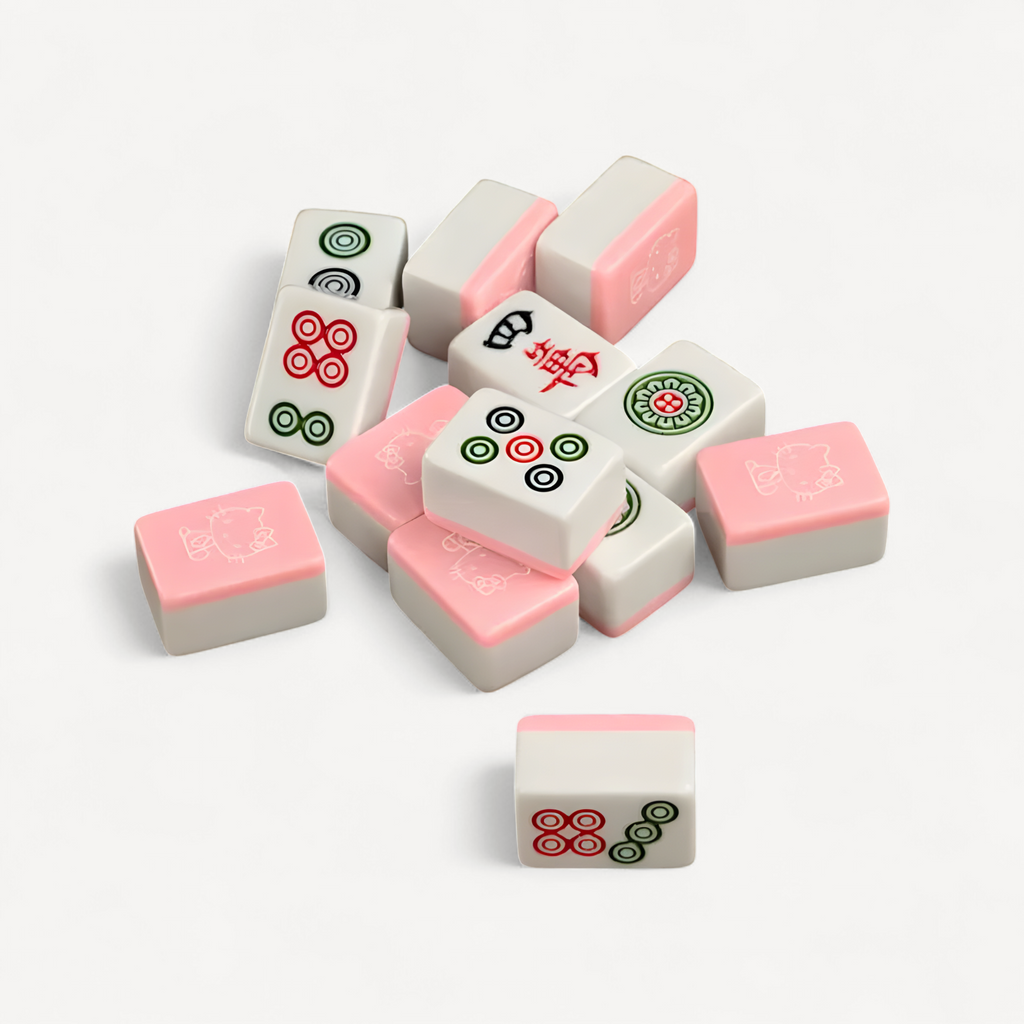 Living Room Decor Mahjong Block Home Entertainment Portable Sanrio Hello Kitty Mini Size 26mm Flawless Pink Red Mahjong Game Set (hello kitty mahjong blocks)