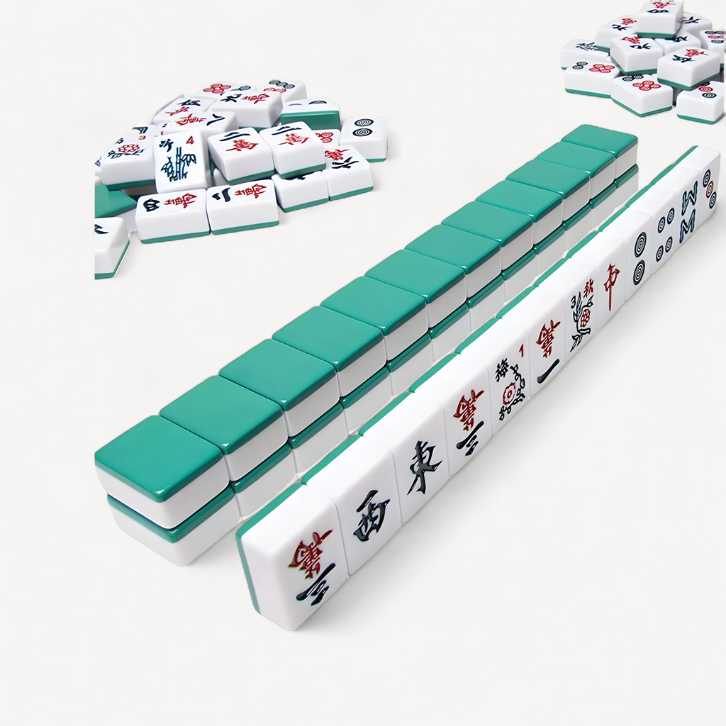 Luxury classic mahjong game set, 152 mahjong cards, with wooden storage box, suitable for indoor games (mahjong card set wooden box)