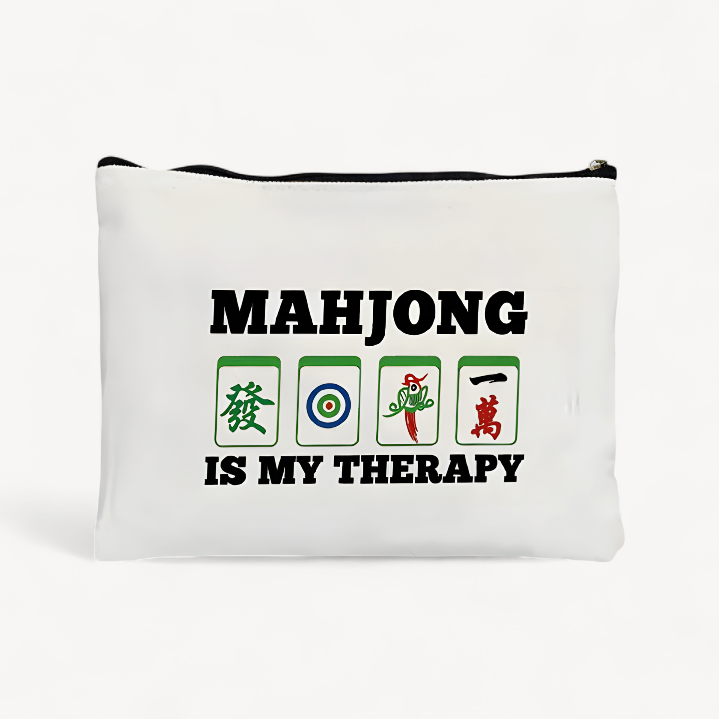 Mahjong Print Canvas Cosmetic Bag Zipper Storage Pencil Bags Wallet Travel Perfume Lipstick Makeup Bags Gift for Gambling Lover (mahjong cosmetic bag)