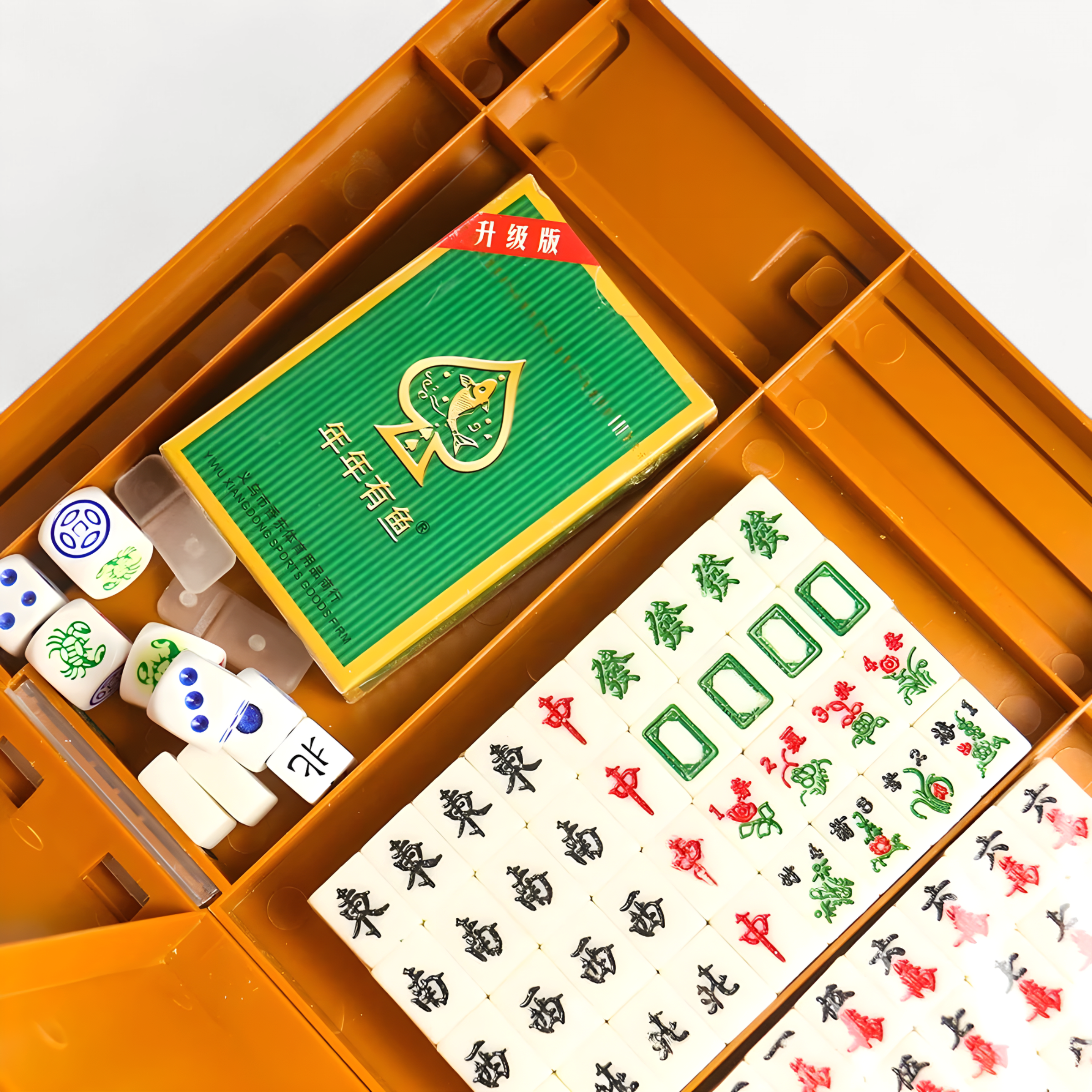 Mini Travel Mahjong Set Portable Mahjiang Tiles with Table Dice Chinese Toy Party Gambling Board Games 4 in 1144 Tiles Mah Jong (mahjong set with table)