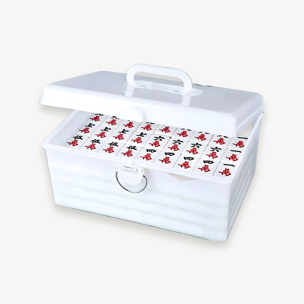 Plastic Mahjong Storage Box Portable Multi-Functional Organizer with Handle for Mahjong Tiles Accessories Household Game Storage (mahjong storage box)