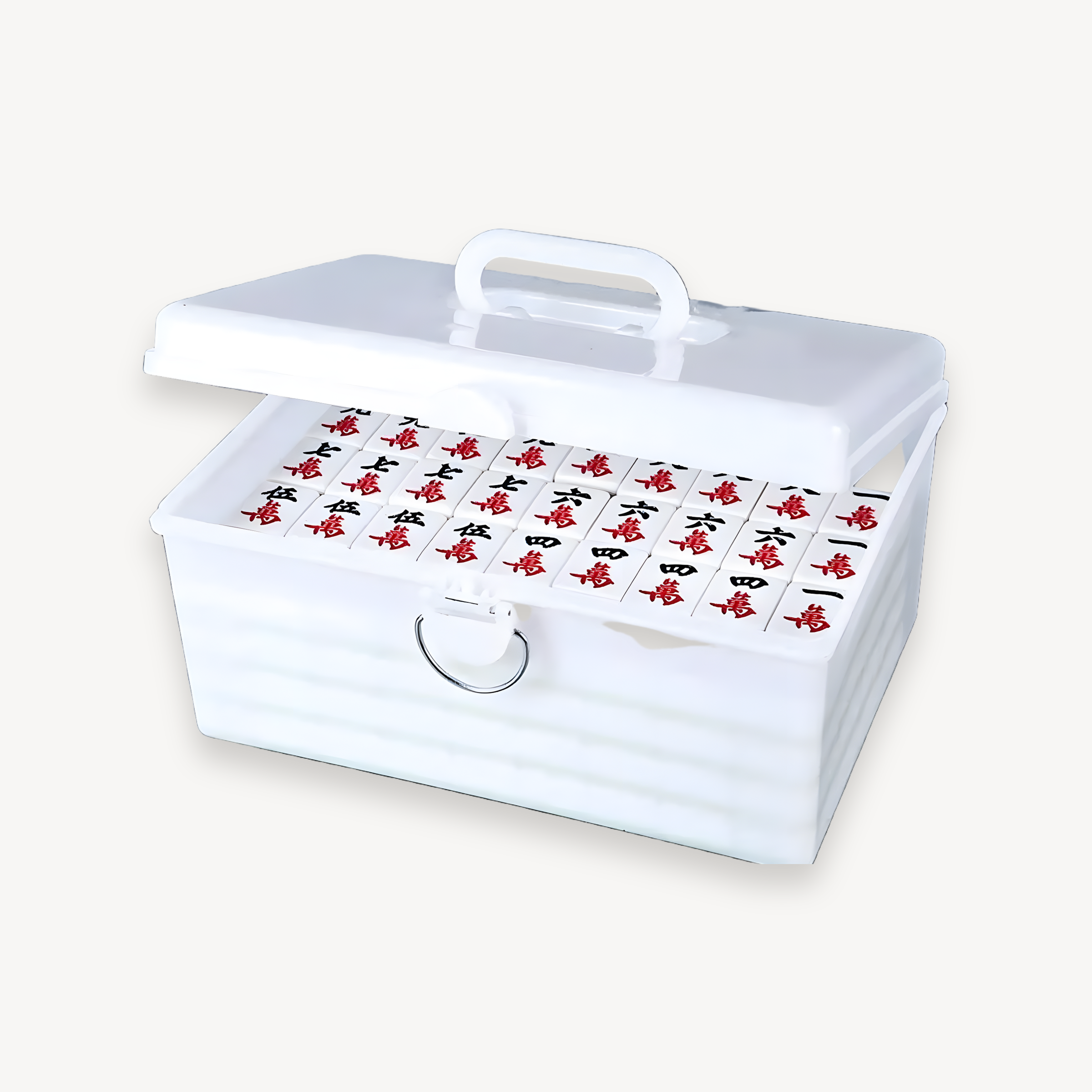 Plastic Mahjong Storage Box Portable Multi-Functional Organizer with Handle for Mahjong Tiles Accessories Household Game Storage (mahjong storage box)