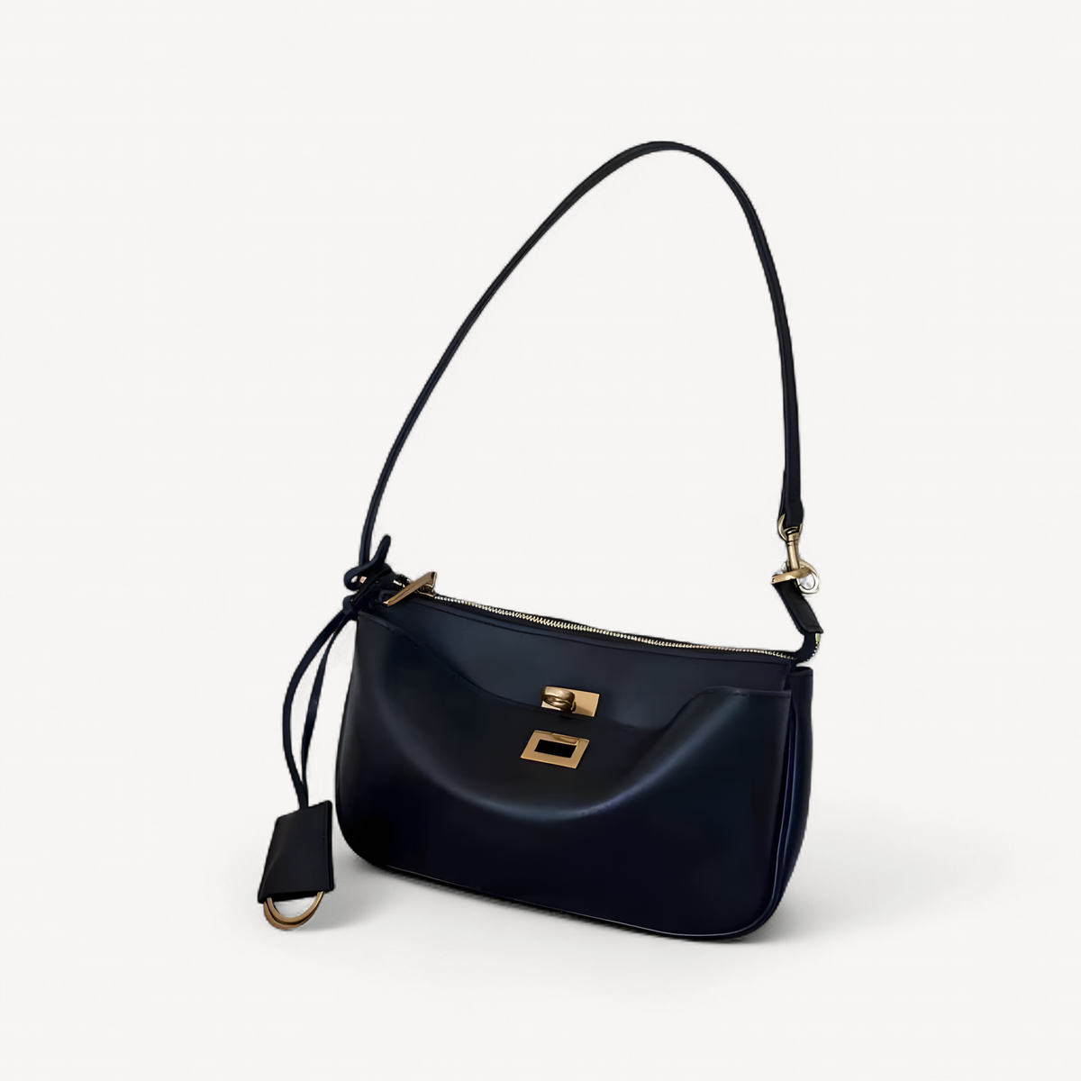 Rodeo Mahjong Bag Soft Hobo One-shoulder Crossbody Underarm Small Square Bag For Female High-grade Lock Small Square Leather Bag (mahjong hobo bag)