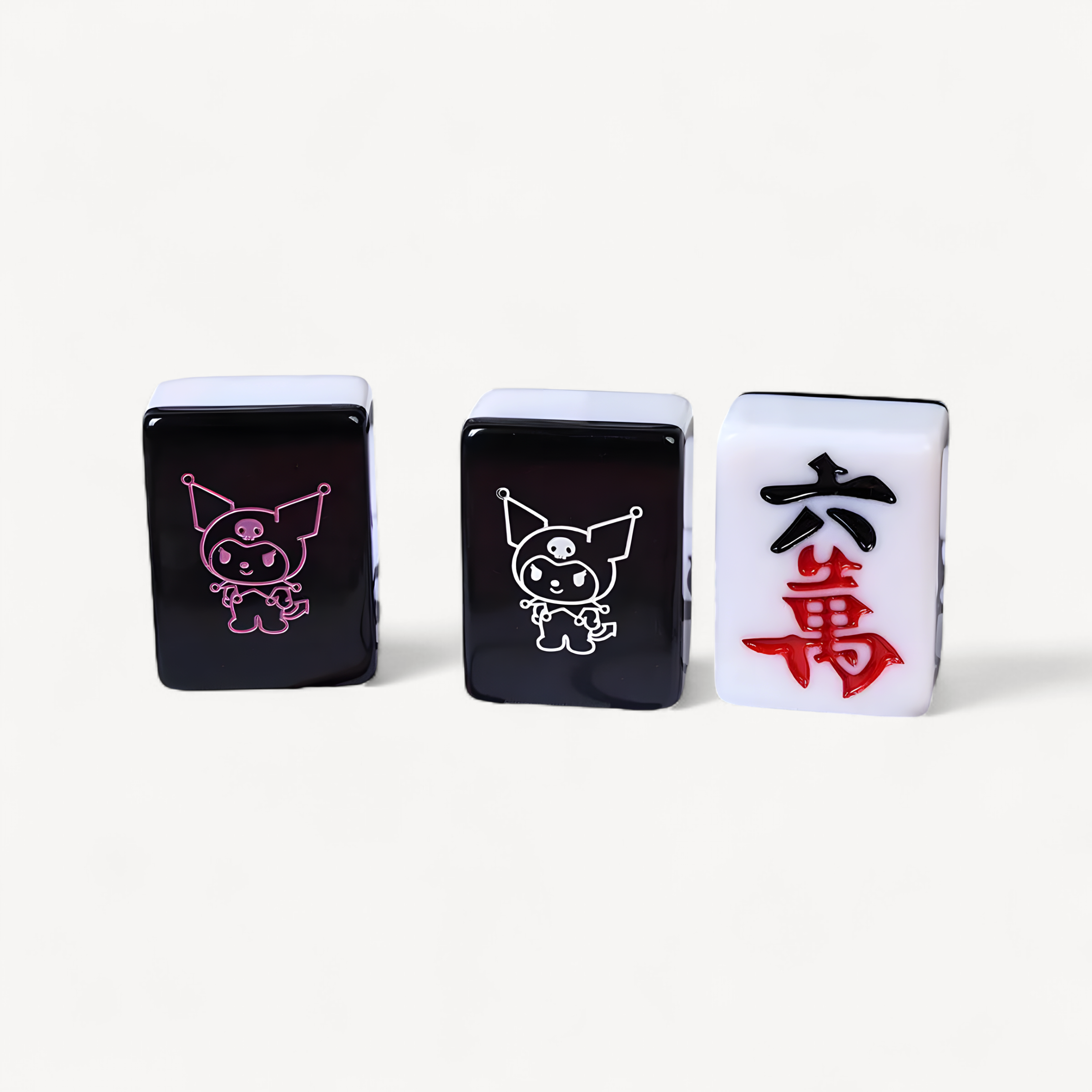 Sanrio Kuromi Mahjong Set 144 Tiles Travel Portable Mini 26mm Engraved Black Mahjong Tiles for Beginners Family Party Games Gift (kuromi mahjong tiles)