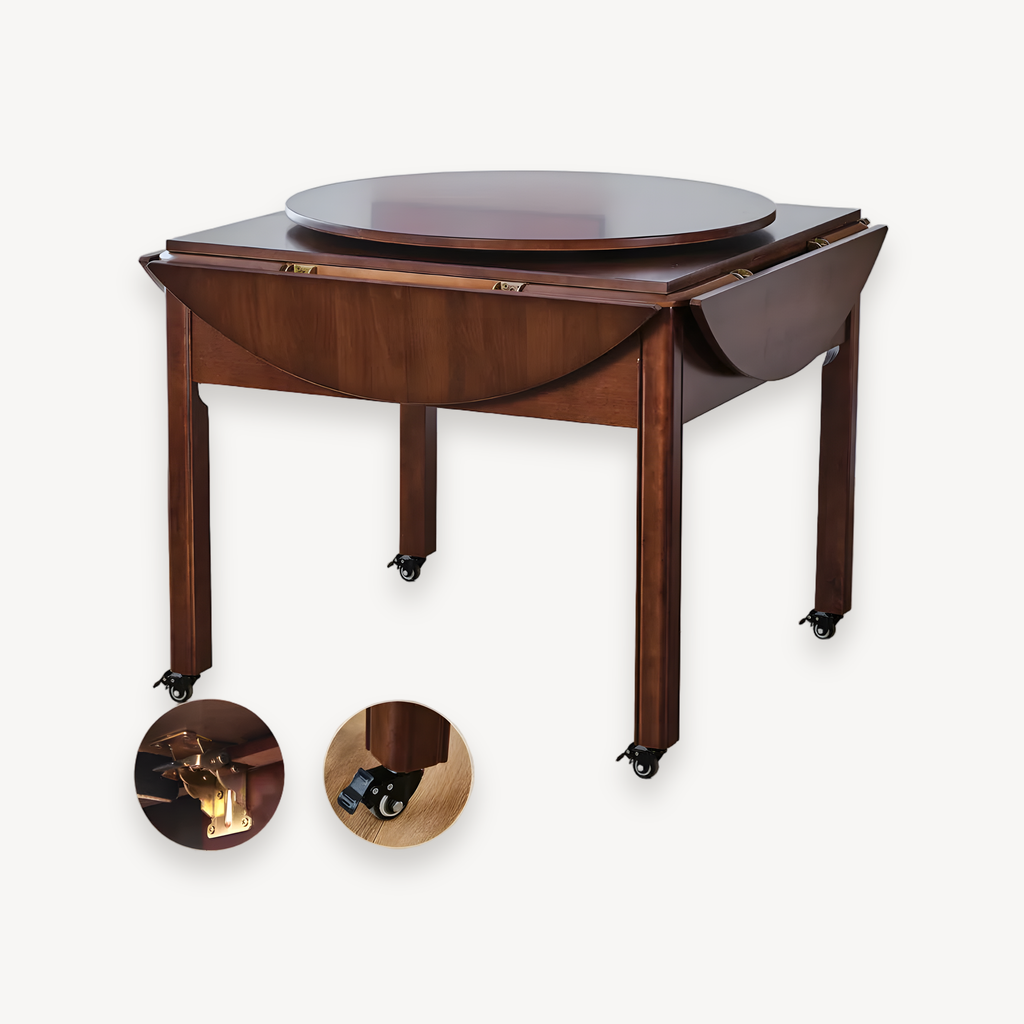 Solid mahjong machine Automatic dining table Dual-purpose electric mahjong table Round foldable (solid wood mahjong table)