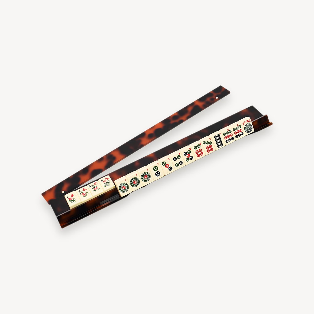 Tortoise-Shell Acrylic Mahjong Rack With Fully Detachable Magnetic Pushers Family Game Night Fun（Product Is Sold Separately） (mahjong rack detachable pusher)